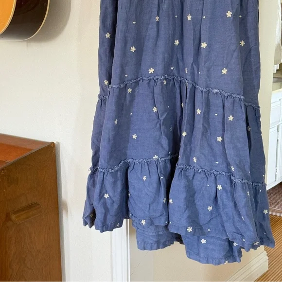 Harper Sage Secret Garden Dress puff Sleeves daisy & polka dot blue Midi dress - Picture 5 of 9